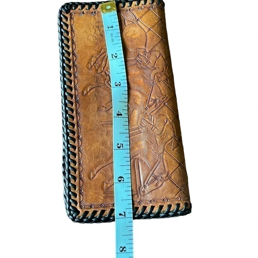 TOOLED LEATHER WALLET HORSES